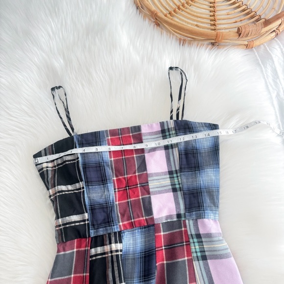 Autumn Adeigbo Sierra Midi Dress Tatran Plaid Patchwork Sleeveless Square Neck - Picture 15 of 16